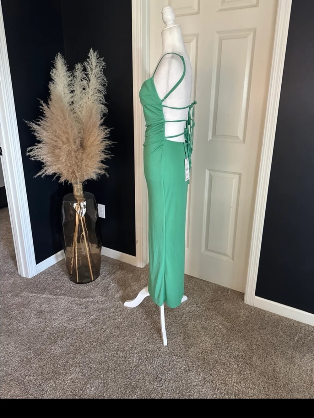 NWT Zara Draped Open Back Dress in Mid-green size Medium - Picture 6 of 12
